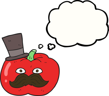 Bir insan tarafından çizilmiş serbest çizim balon karikatür sosyetik domates.