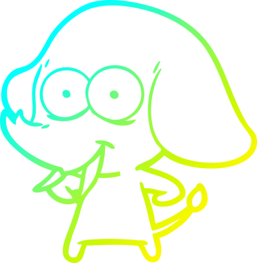 Bir insan tarafından çizilmiş mutlu bir filin soğuk gradyan çizgisi.