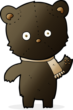 Bir insan tarafından çizilmiş siyah ayı sallayan çizgi film.