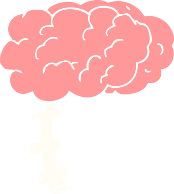 Bir insan tarafından çizilen düz renkli beyin çizimi