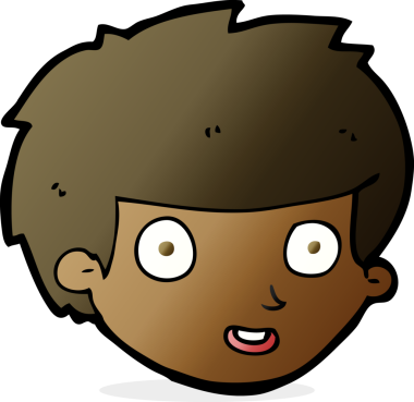 Bir insan tarafından çizilmiş mutlu çocuk yüzü.