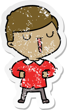 Bir insan tarafından çizilmiş mutlu bir çocuğun sıkıntılı çıkartması.