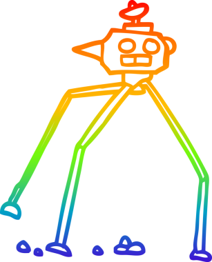 Bir insan tarafından çizilmiş bir uzay roketinin gökkuşağı gradyanı çizimi