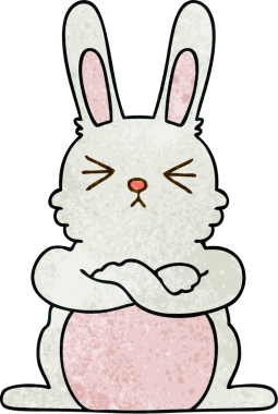 Bir insan tarafından çizilmiş garip çizgi film tavşanı.