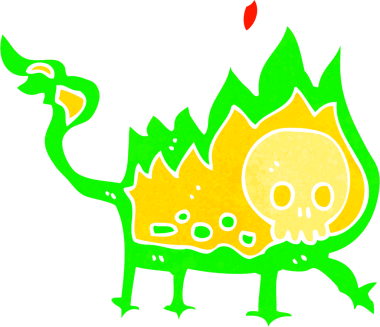 Bir insan tarafından çizilmiş küçük ateş şeytanı.