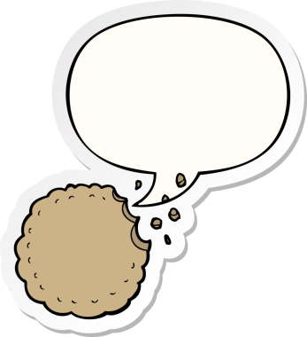 Bir insan tarafından çizilmiş konuşma balonu etiketli çizgi film kurabiyesi.