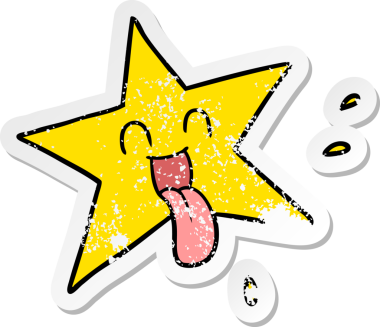 Bir insan tarafından çizilmiş bir çizgi film yıldızının sıkıntılı çıkartması.