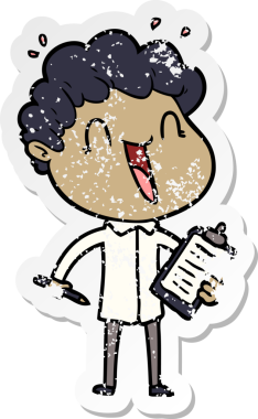 Bir insan tarafından çizilmiş mutlu bir adamın sıkıntılı çıkartması.