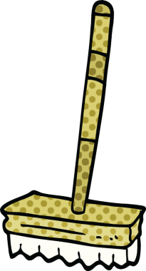 Bir insan tarafından çizilmiş çizgi roman tarzı süpürme fırçası.