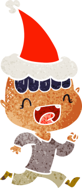 Mutlu bir çocuğun insan tarafından çizilmiş Noel Baba şapkasıyla gülüp kaçtığı eski bir çizgi film.