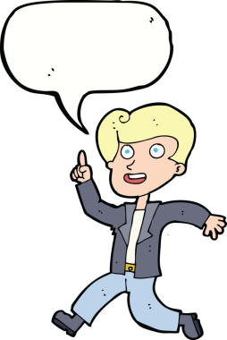 Bir insan tarafından çizilmiş konuşma baloncuğuyla harika bir fikri olan çizgi film adamı.