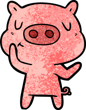 Bir insan tarafından çizilmiş çizgi film içerikli domuz.