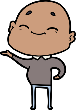 Bir insan tarafından çizilmiş mutlu, kel adam.