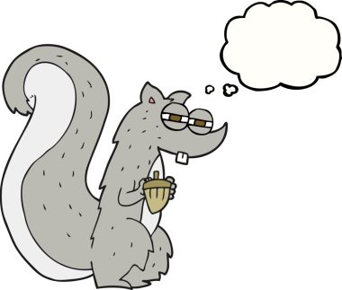 Bir insan tarafından çizilmiş fındıklı serbest çizim baloncuk sincap.