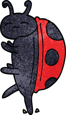 Bir insan tarafından çizilmiş sevimli karikatür uğur böceği.