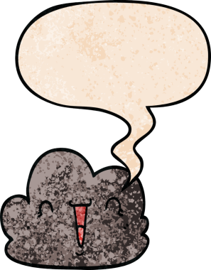 bir insan tarafından çizilmiş eski moda bir konuşma baloncuğu ile çizgi film mutlu bulut