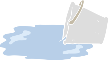 Bir insan tarafından çizilen dökülen kovanın düz renk çizimi