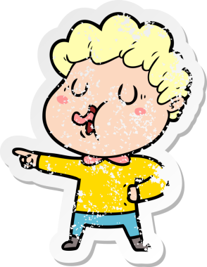 Bir insan tarafından çizilmiş bir çizgi film karakterinin sıkıntılı çıkartması.