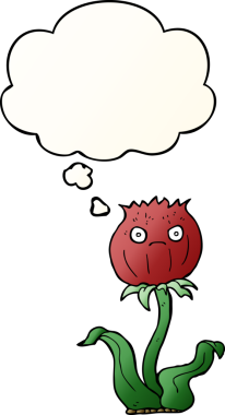 Düşünce baloncuğu olan çizgi film devedikeni bir insan tarafından çizilmiş düzgün eğimli stil