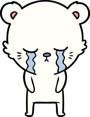 Bir insan tarafından çizilmiş üzgün küçük kutup ayısı çizgi filmi.