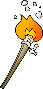 Bir insan tarafından çizilmiş yanan bir meşale.