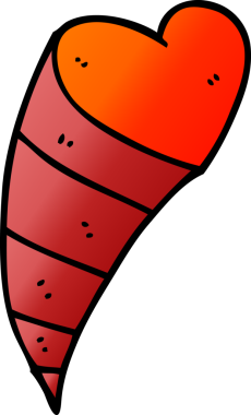 Bir insan tarafından çizilmiş karikatür kalp dekoratif elementi.