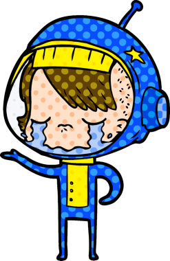 Bir insan tarafından çizilmiş ağlayan astronot kız.