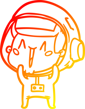 Bir insan tarafından çizilmiş mutlu bir astronotun sıcak çizgi çizimi