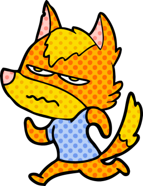 Bir insan tarafından çizilmiş kızgın tilki çizgi film karakteri