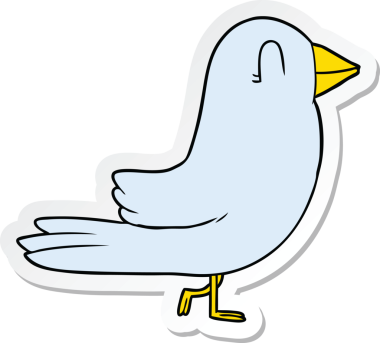 Bir insan tarafından çizilmiş çizgi film kuşunun çıkartması.