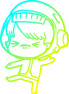 Bir insan tarafından çizilmiş kızgın bir uzay kızı çizimi.