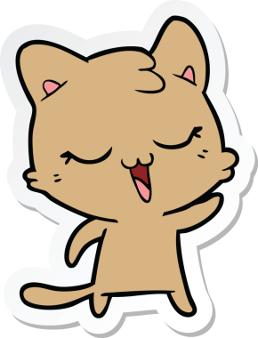 Bir insan tarafından çizilmiş çizgi film kedisinin çıkartması.