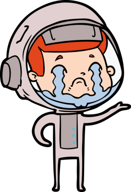 Bir insan tarafından çizilmiş ağlayan astronot çizgi filmi.