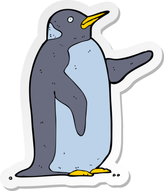 Bir insan tarafından çizilmiş karikatür pengueni çıkartması.