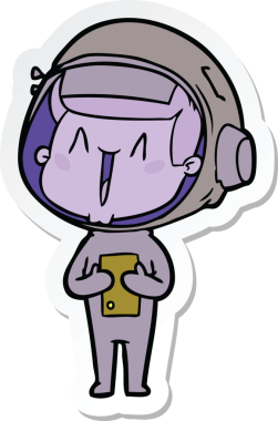 Bir insan tarafından çizilmiş mutlu bir astronotun çıkartması.