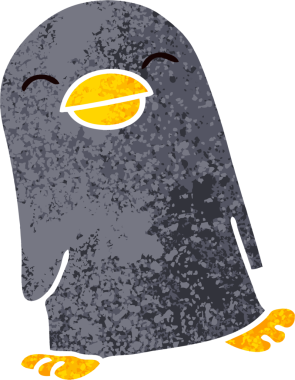 Bir insan tarafından çizilmiş garip bir karikatür pengueni.