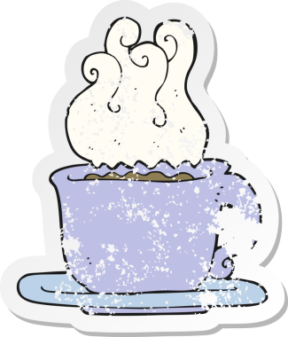 Bir insan tarafından çizilmiş bir kahve fincanının gerilimli yapıştırması.