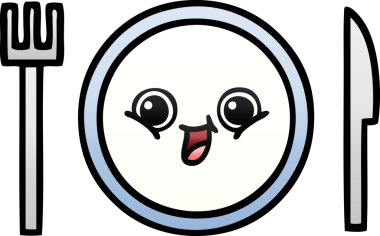 Bir insan tarafından çizilmiş yemek tabağının gölgeli çizgi filmi.