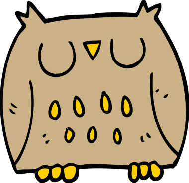 Bir insan tarafından çizilmiş sevimli baykuş.