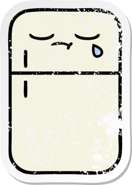 Bir insan tarafından çizilmiş şirin bir buzdolabının sıkıntılı çıkartması.