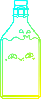 Bir insan tarafından çizilmiş eski bir süt şişesinin soğuk çizgi çizimi