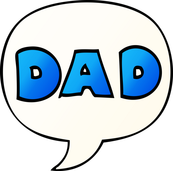 мультяшное слово папа с пузырём речи в гладком градиентном стиле нарисовано человеком