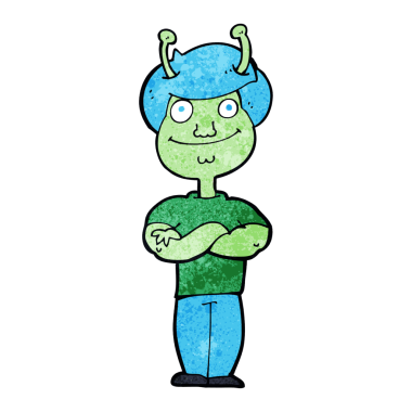 Bir insan tarafından çizilmiş uzaylı çizgi filmi.