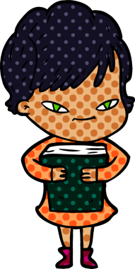 Bir insan tarafından çizilmiş mutlu bir kadın.