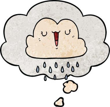 Düşünce baloncuklu karikatür fırtına bulutu bir insan tarafından çizilmiş grunge doku tarzı