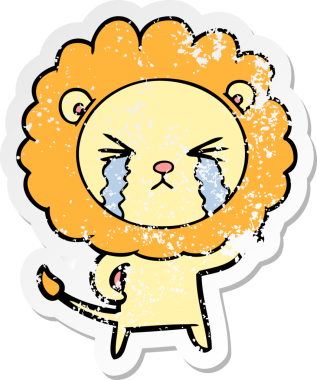 Bir insan tarafından çizilmiş ağlayan bir aslanın dertli çıkartması.