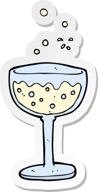 Bir insan tarafından çizilmiş köpüklü şarap etiketi.