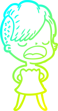 Bir insan tarafından çizilmiş havalı bir hippi kızın soğuk gradyan çizimi.