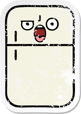 Bir insan tarafından çizilmiş şirin bir buzdolabının sıkıntılı çıkartması.