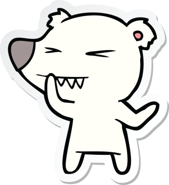 Bir insan tarafından çizilmiş kızgın kutup ayısı çizgi filminin çıkartması.